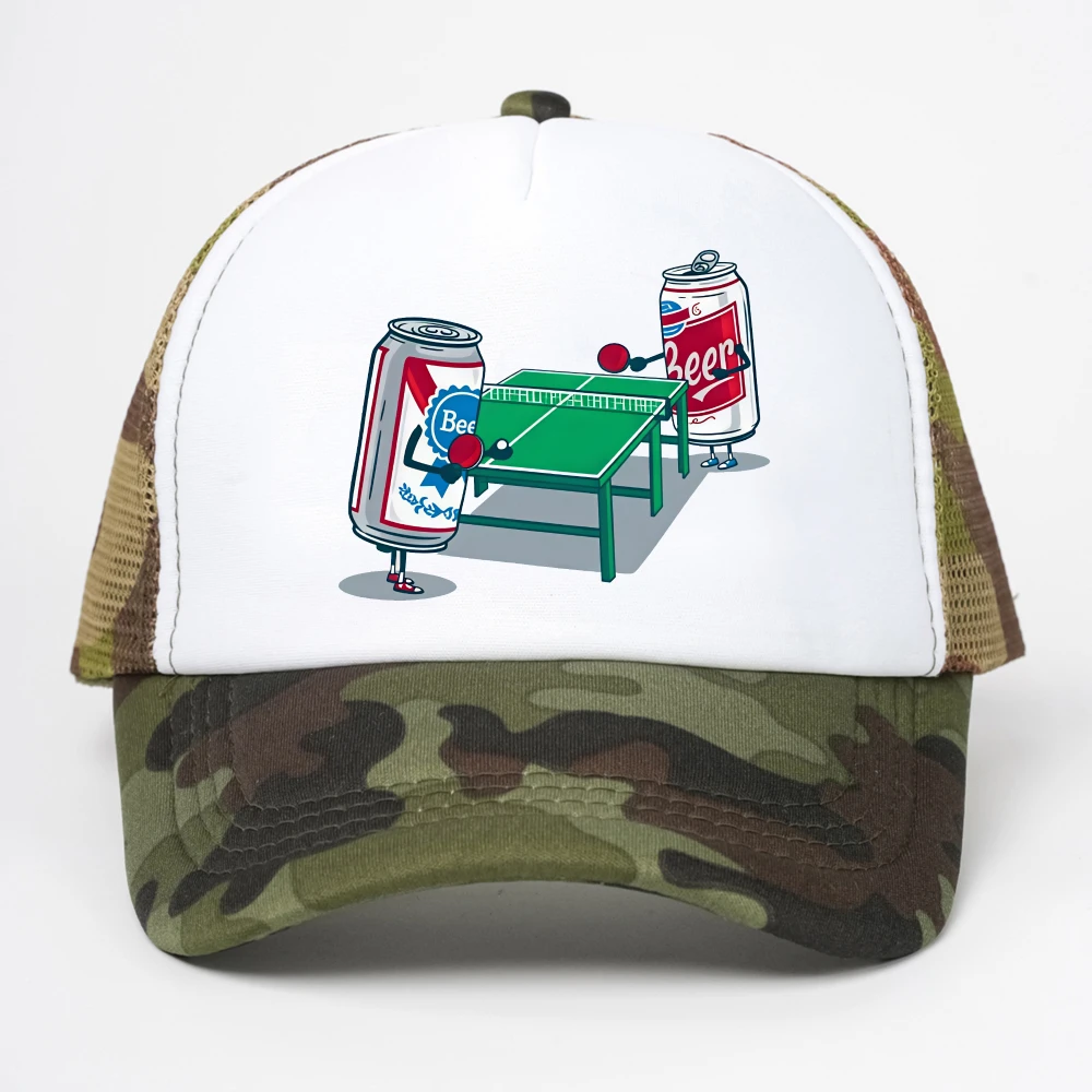 Table Tennis Ping Pong Beer baseball cap Fashion Casual Style breathable Sunscreen Hat adjustable mesh trucker hats