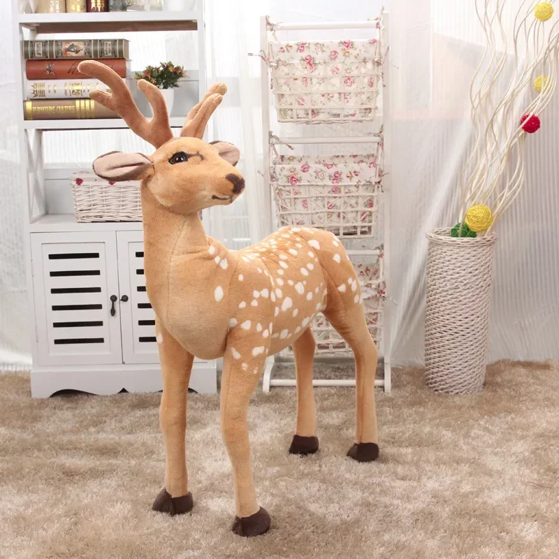 

100cm Standing elk giraffe Sika deer with angle Simulated Animals model Kids mount Christmas decoration Plush Children toys gift