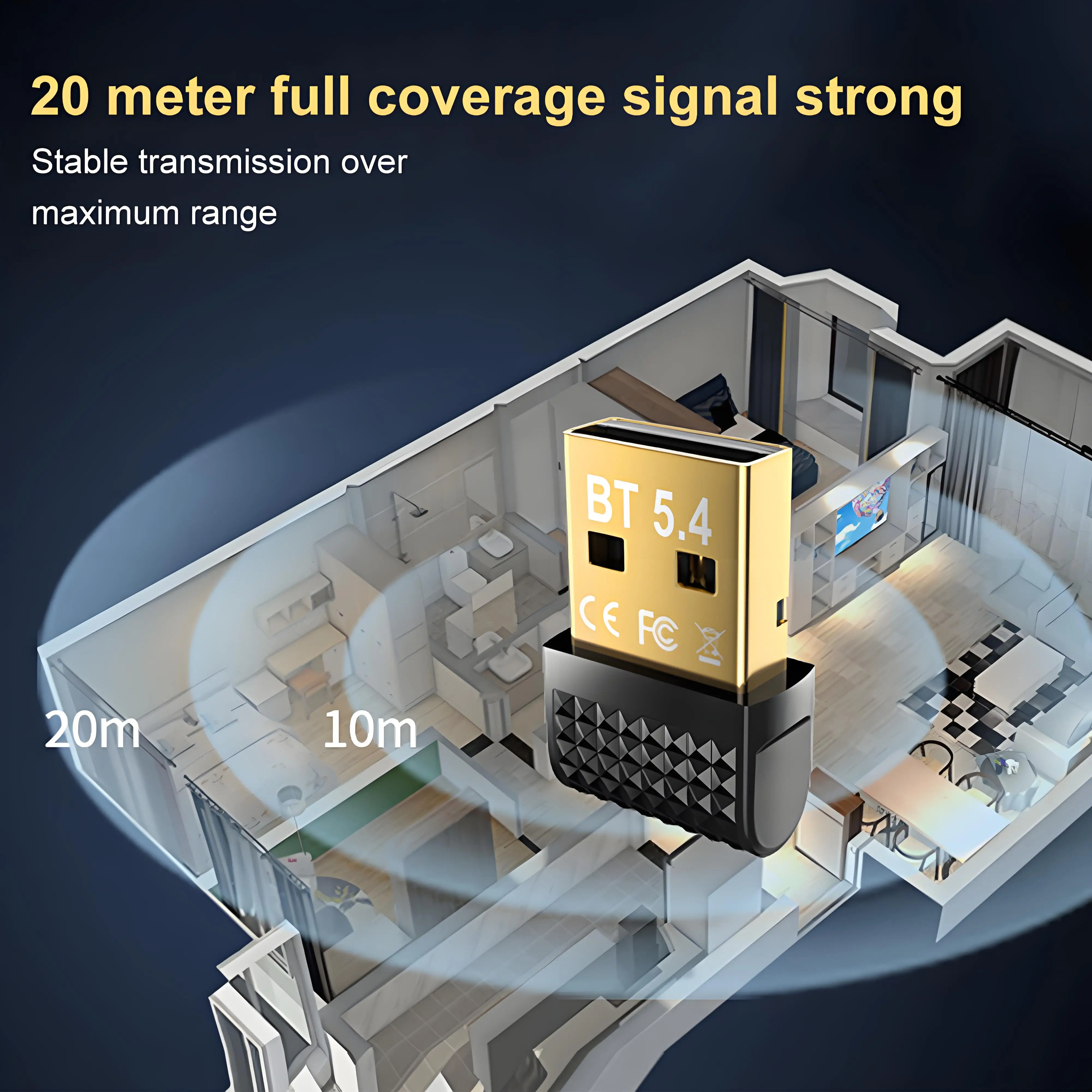 USB Bluetooth 5.4 อะแดปเตอร์เครื่องส่งสัญญาณเสียงแบบไร้สาย Dongle Adaptador สําหรับ PC ไร้สายเมาส์คีย์บอร์ดเพลงสําหรับ Win10/11