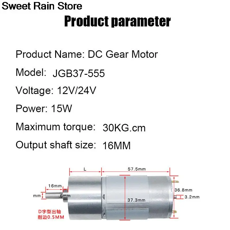 37 مللي متر تيار مستمر 12 فولت 24 فولت بنغورانغ جيجي موتور JGB37-555 Kecepatan dapat Diatur Baina CW CCW موتور Listrik Torsi Tinggi #6