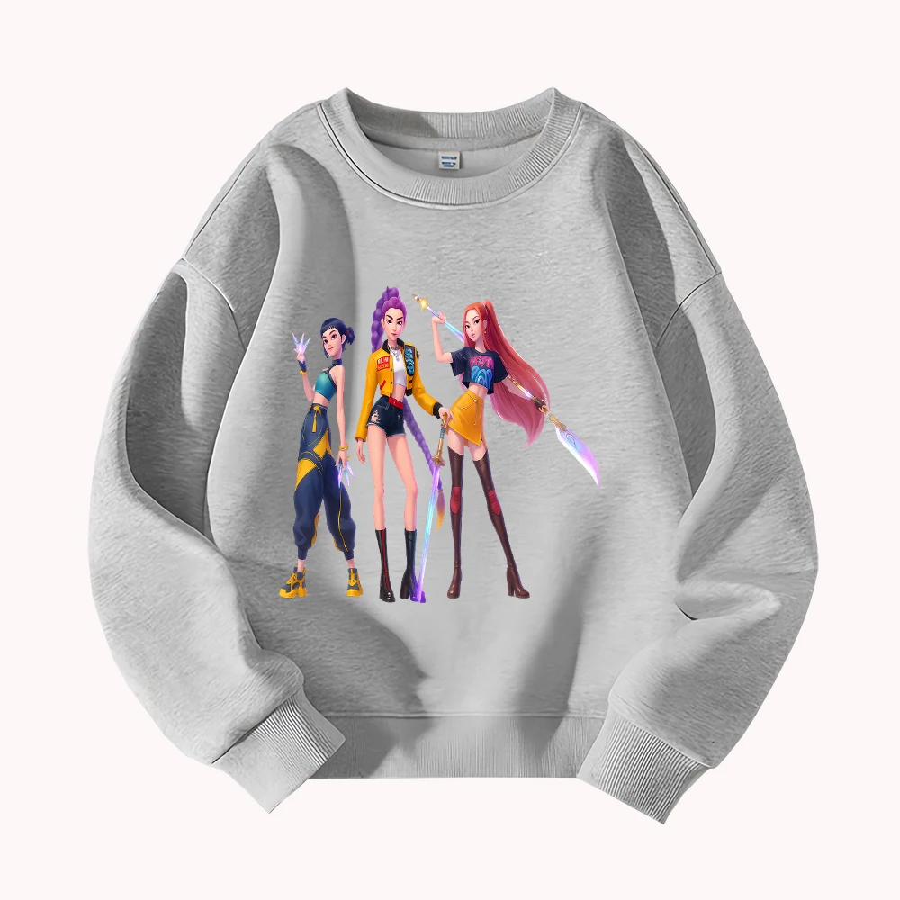 سويت شيرت Anime Girl Trio برقبة دائرية وطباعة جرافيك كاجوال بأكمام طويلة للنساء المراهقات #5