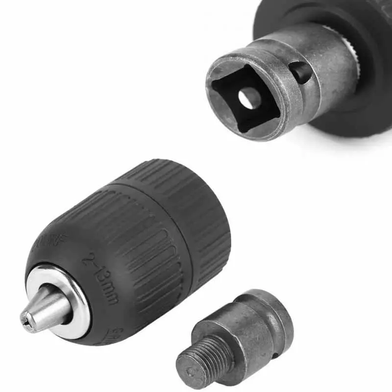 1/2 20UNF Drill Chuck 1/2 Chuck Adapter Capacity Keyless Chuck 2-13mm Clamp Range for Wrench Conversion Drill Head Mandril