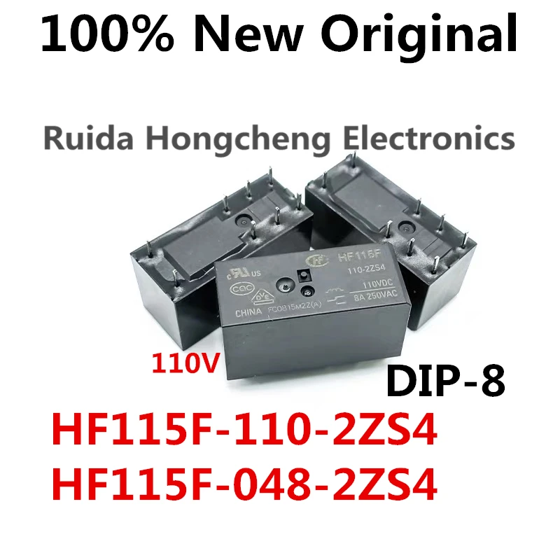 5 SZT./Partia HF115F-110-2ZS4, HF115F-048-2ZS4 DIP-8 Nowy oryginalny przekaźnik mocy HF115F/110-2ZS4, HF115F/048-2ZS4 HF115F 2ZS4