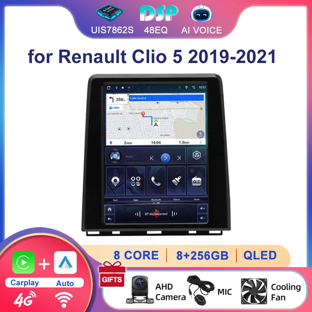 Android Car Radio Multimedia for Renault Clio 5 2019-2021 Audio 9.7inch Vertical HD Screen Car Stereo Player GPS BT WiFi Carplay