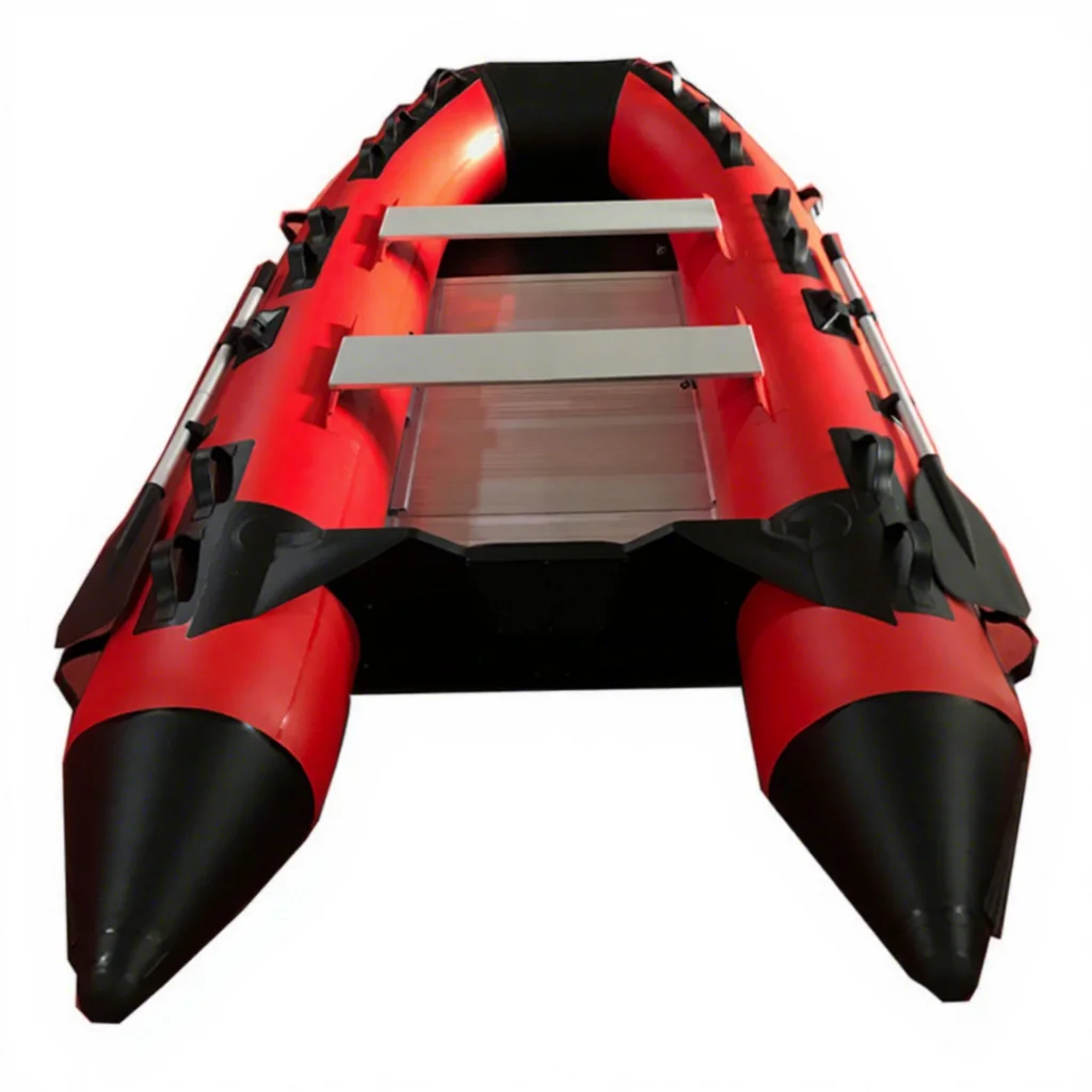 PVC Inflatable Kayak Boat with Outboard Motor 6-8 Person Hard Bottom Emergency Rescue Life Raft