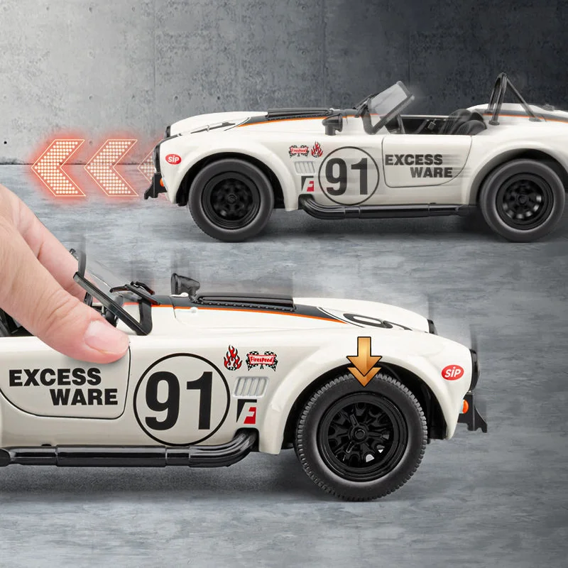 1:22 Shelby Cobra 427 S/C Alloy Sports Car Model Diecast Metal Classic Retro Racing Vehicles Car Model Sound Light Kids Toy Gift