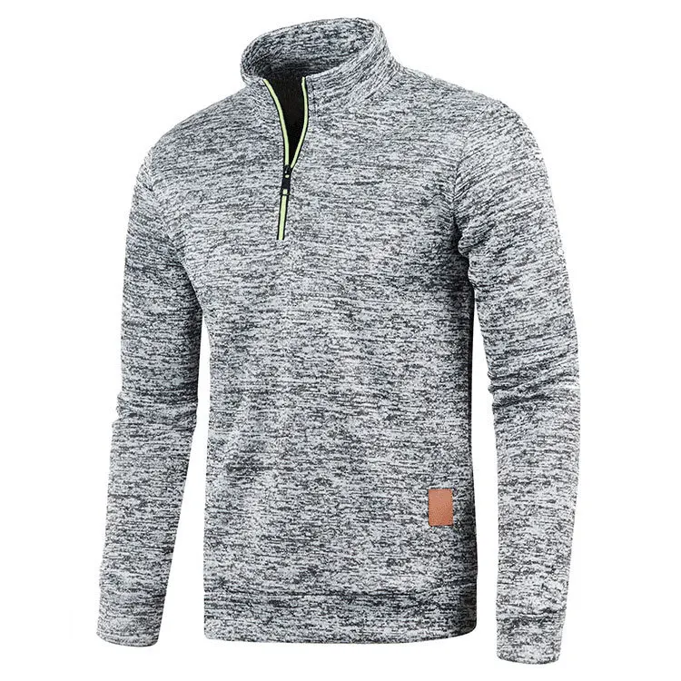 NONE Men Half Zip Collar Sweatshirt Solid 5