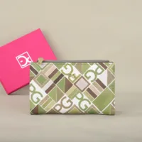 Cartera de mujer PG, cartera de almacenamiento larga Retro clásica con patrón de Color y letras a la moda, cartera de mujer de Material PVC