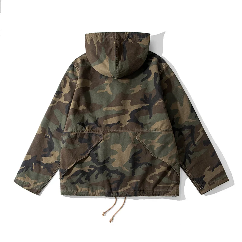 OKONKWO-Camo Hooded Windbreaker Coat, Combat Jacket, Camping Parka Trekking Hiking Hunting Outdoor Trekking Parka ECWCS PARKA