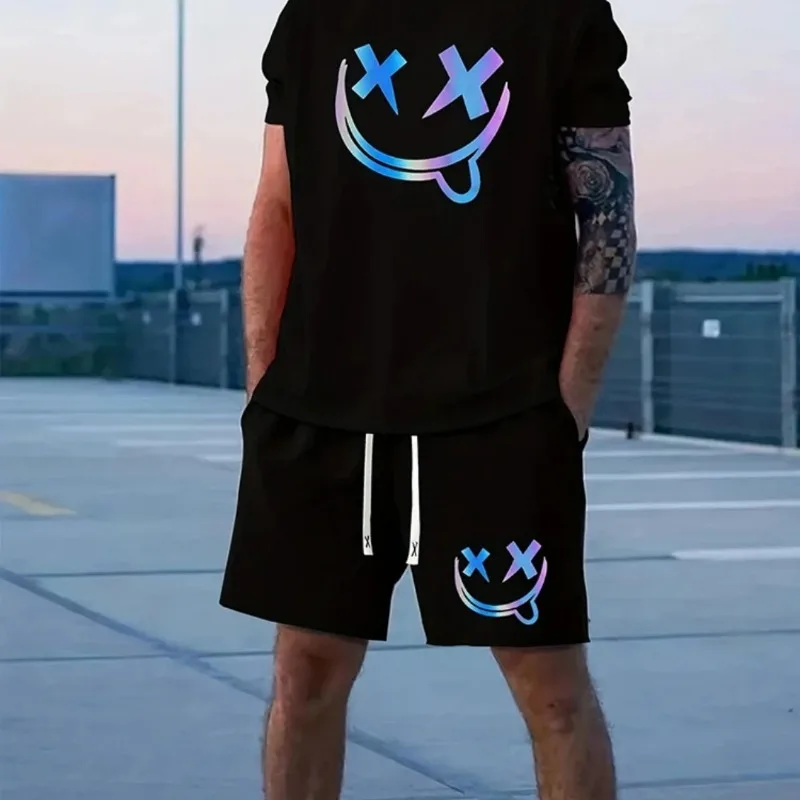 

Fashion Men T-Shirts Shorts Outfits 3D Printed Sports Tracksuit Set 2 Piece Summer Oversized Man Clothing Casual Streetwear