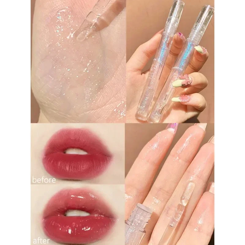 กันน้ํา Jelly Toot Oil Balm แต่งหน้าความงามแฟชั่น Clear Lip Gloss Pearly เย้ายวนเคลือบเงาติดทนนาน