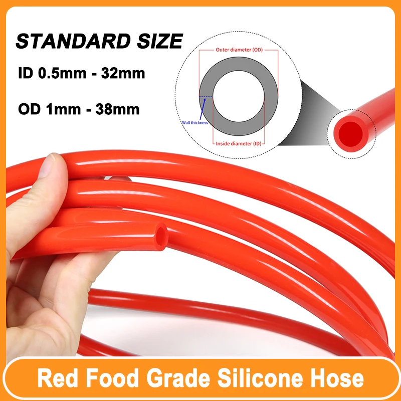 

Red Silicone Tube High Temperature Resistant 0.5mm ~ 32mm Soft Non-Toxic Food Grade Drink Water Aquarium Connector Plumbing Hose