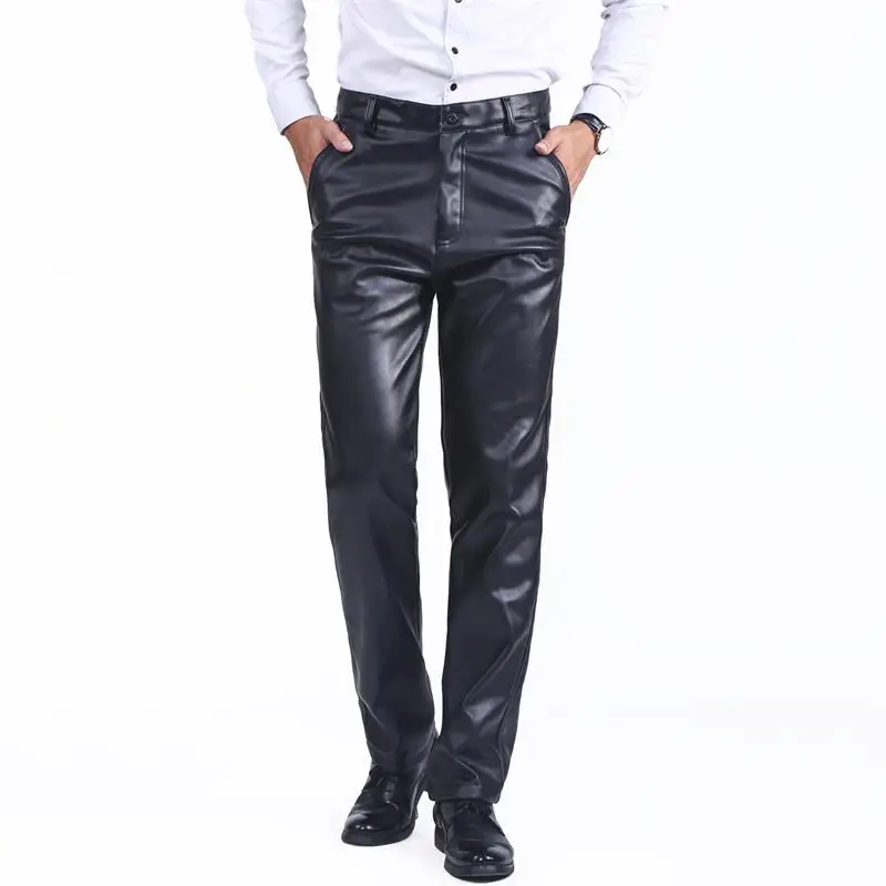 Men's Leather Pants Autumn And Winter New Thick Warm Classic Simple Windproof Casual Large Pants