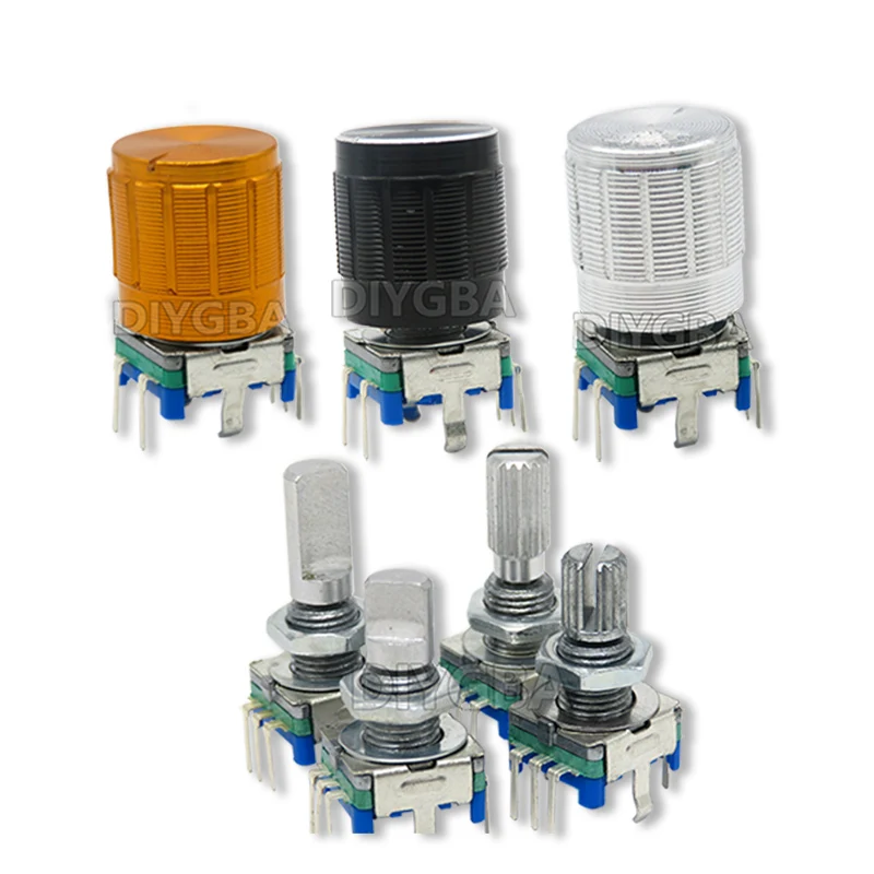 10PCS Half / Plum Axis Rotary Encoder, Handle Length 5Sets 15mm 20mm Code Switch/ EC11/ Digital Potentiometer With 13/15*17 Cap