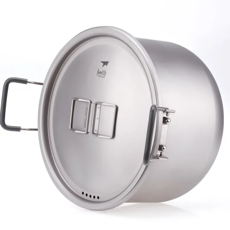 Hot Sale Foldable Handle Titanium Cookware Set for Camping Outdoor Cooking Collapsible Pots and Pans with Storage Bag