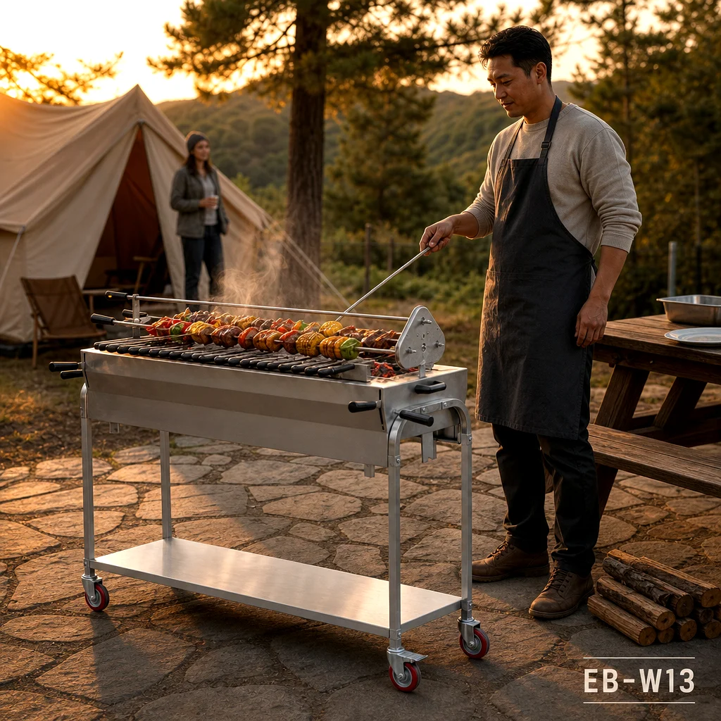 Popular Garden Barbecue Grill Outdoor Charcoal Bbq Grill Commercial Heavy Duty BBQ Gill With Trolley