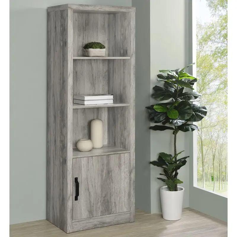 

Grey Driftwood 3-Shelf Media Tower with Conifer Finish - Stylish Storage for DVDs, Game Consoles, and More