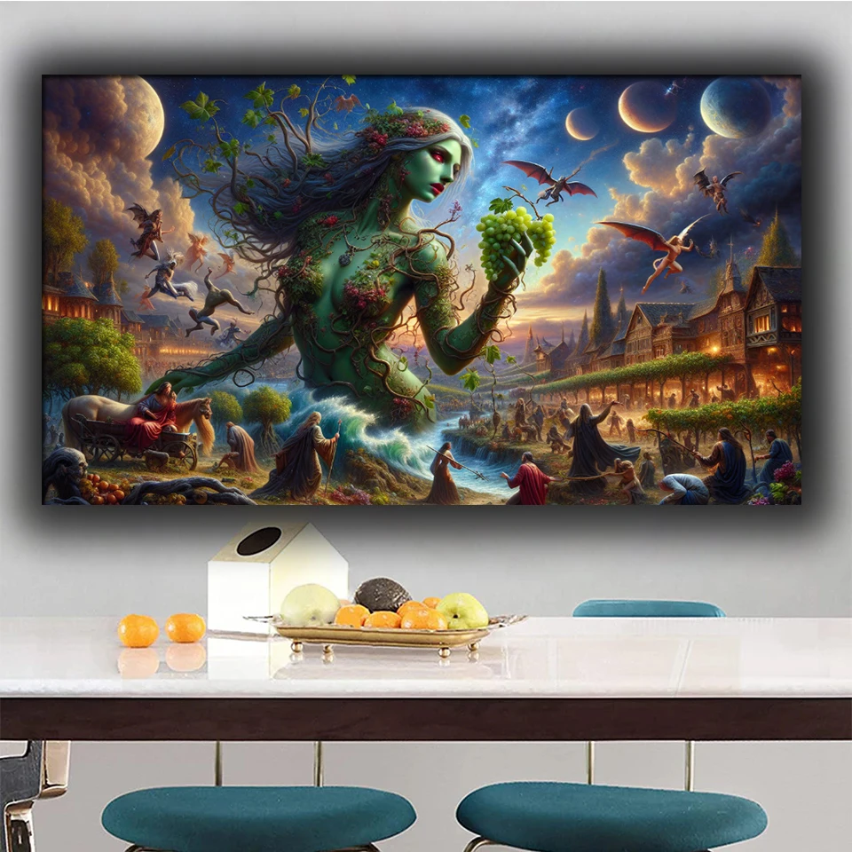 

Сюрреалистичная темная фантазия в средневековом выражении, алмазная живопись своими руками, полная квадратная круглая алмазная мозаика, психоделическое искусство для домашнего декора