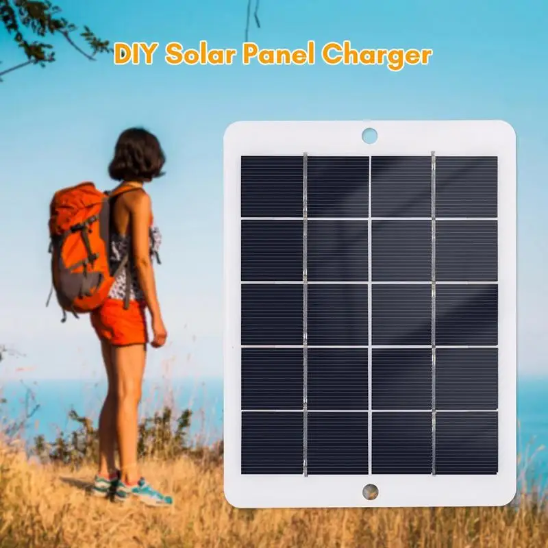 Portable Solar Charger For Phone Small Solar Panel Waterproof 5W 5V Fast Charger For Camping For Charging Fans LED Light For