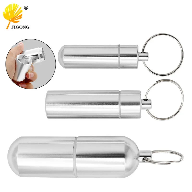 Portable sealed medicine can, keychain hanging bottle mini storage cylinder, portable storage aluminum alloy waterproof sealing