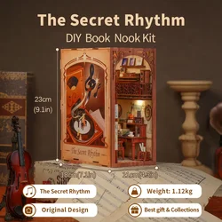 CUTEBEE Puzzle 3D DIY Book Nook Kit Wooden Bookend with Touch Light Secret Rhythm Music Booknook Building Decoration Model Gift