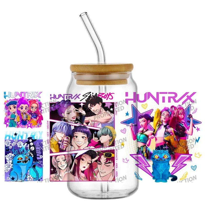 

Hot design KPop idol Huntrxx Golden Movie Waterproof DIY Decals 3D Transfers Stickers 16oz UV DTF for Glasses cup Wraps