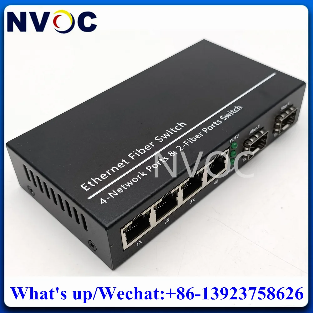 

4RJ45&2*SFP Fiber Ethernet Switch,4 Port 10/100/1000M Gigabit Optical Media Converter with 2Pcs 1.25G MM 550M 850nm Dual LC