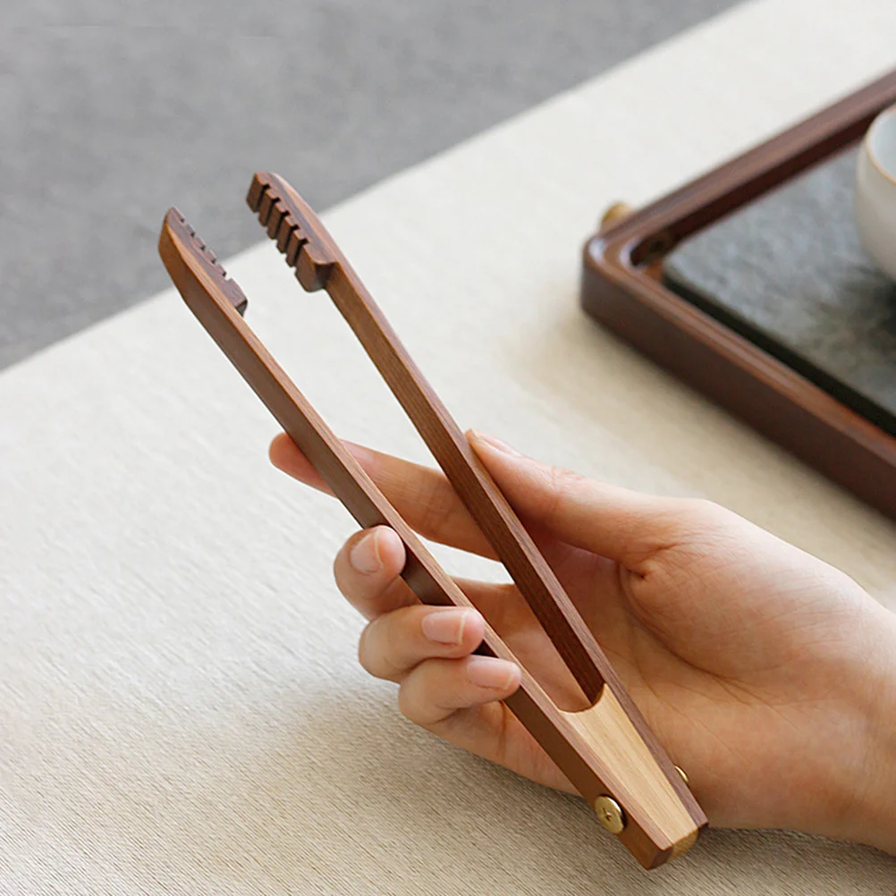 

Декоративный нескользящий бамбуковый зажим для чая для кунг-фу, домашний кухонный зажим для хлеба, еды, защита от ожогов, сервировка, эргономичный дизайн, длинный