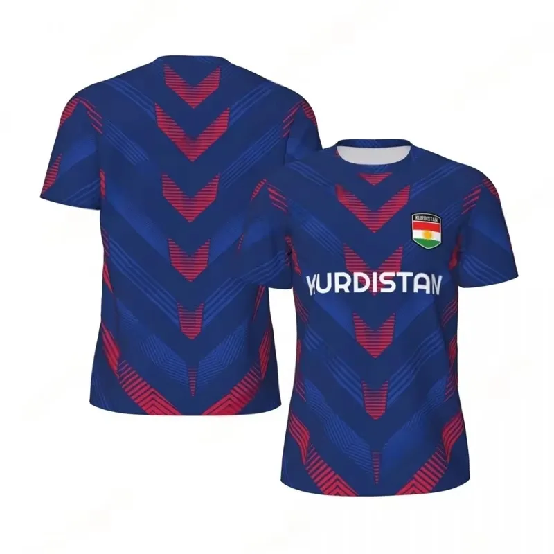 Men's comfortable jersey T-shirt, Kurdistan team flag printed fan jersey