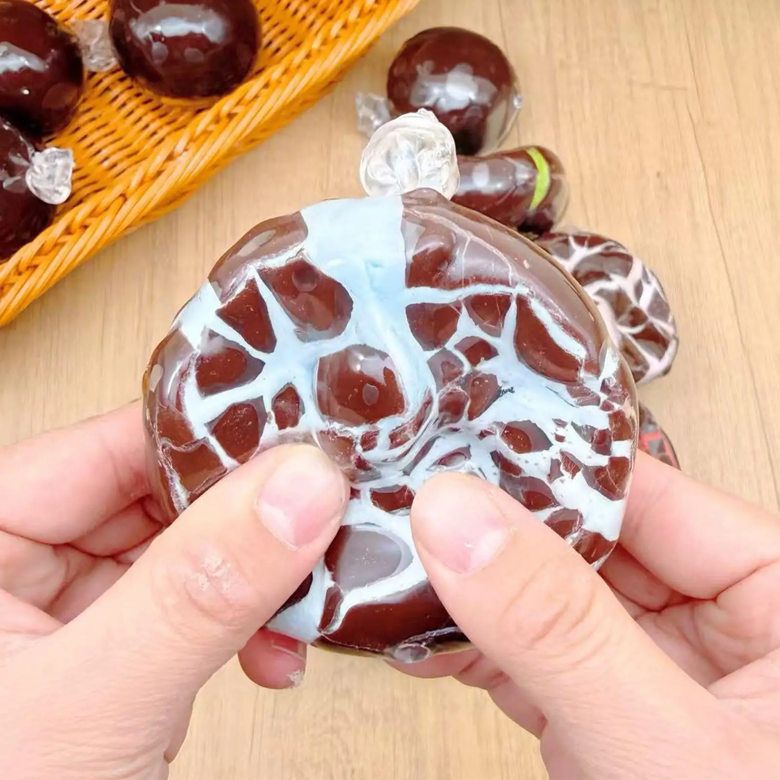 Cake Squeeze Balls Slow Rebound Wax Coating Toy Squeeze Crispy Chocolate Design Fidget Toy for Kids Adults Teens Calming Party