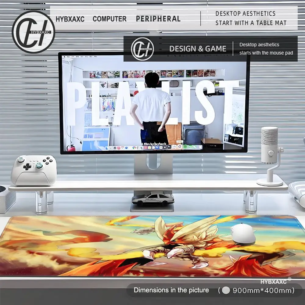 P-Pokemon-Gengar Grande Mouse Pad Cute HD Desk Pad Extended Gaming Keyboard Mats Large 100x50cm XXL Gamer Mousepad