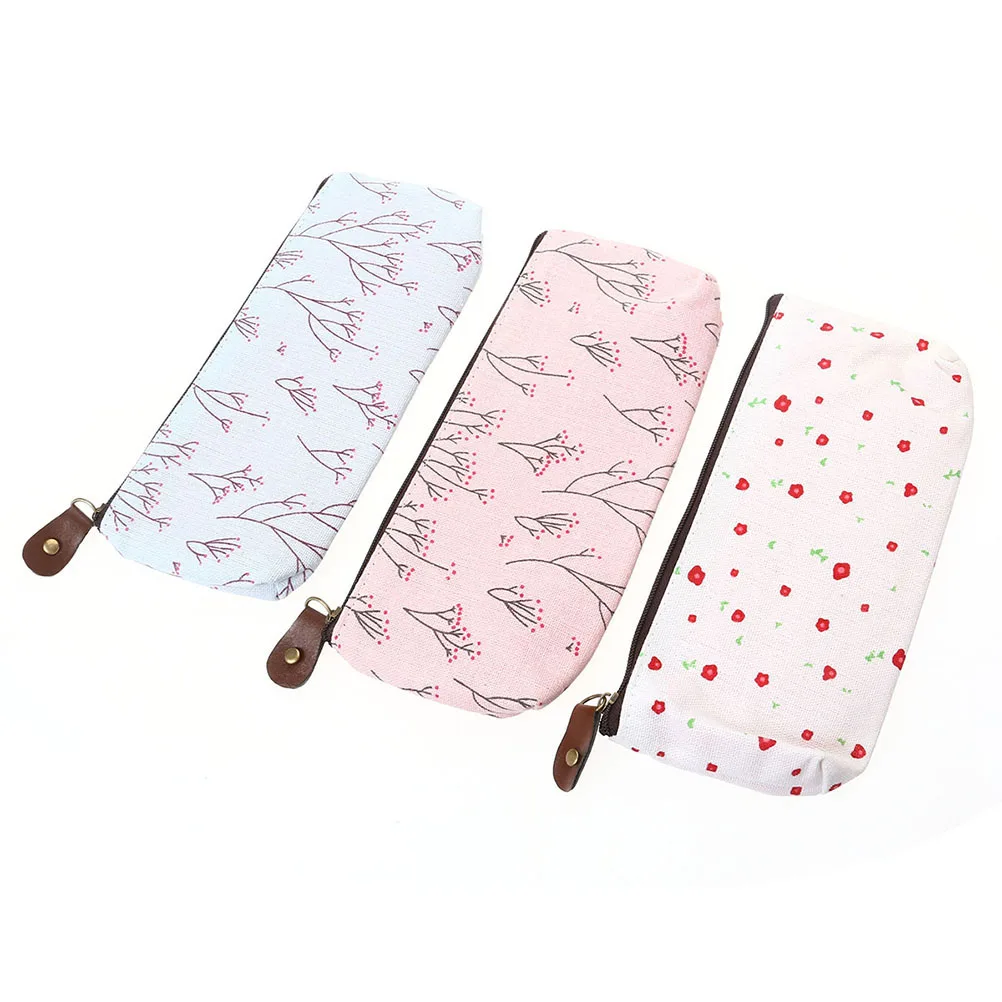 Piórnik Kwiatowy Kosmetyczka Podróżna na Szminkę Karty Kredytowe Słuchawki Klucze Monety Zamek Błyskawiczny Lekki Materiał