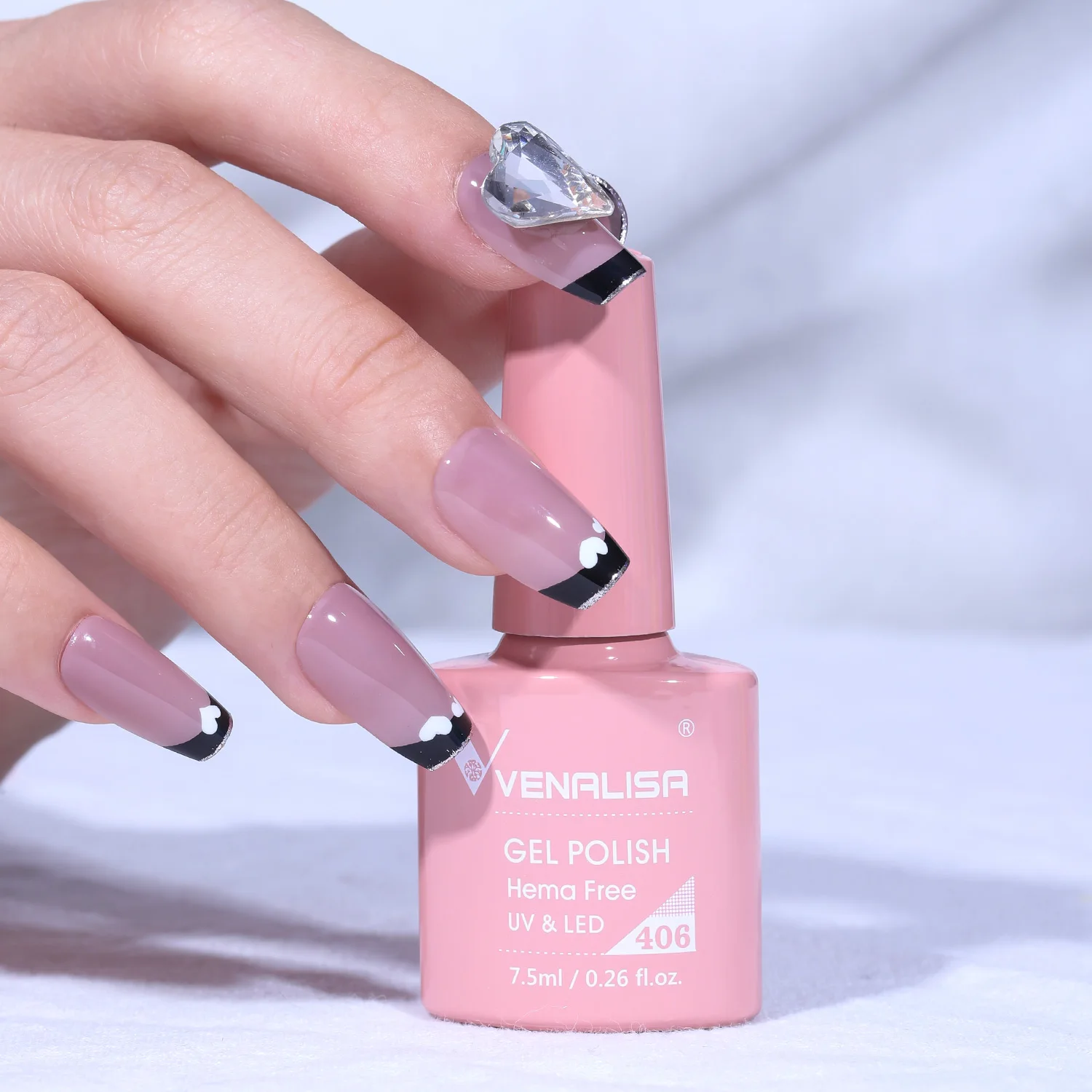 Venalisa HEMA/TPO FREE 7,5 ml Gel-Nagellack für den Sommer, Frühling, French Jelly, nacktes Rosa, Nagelgel, Glitzer, SoakOff, UV-LED, Maniküre, DIY – Detail 37