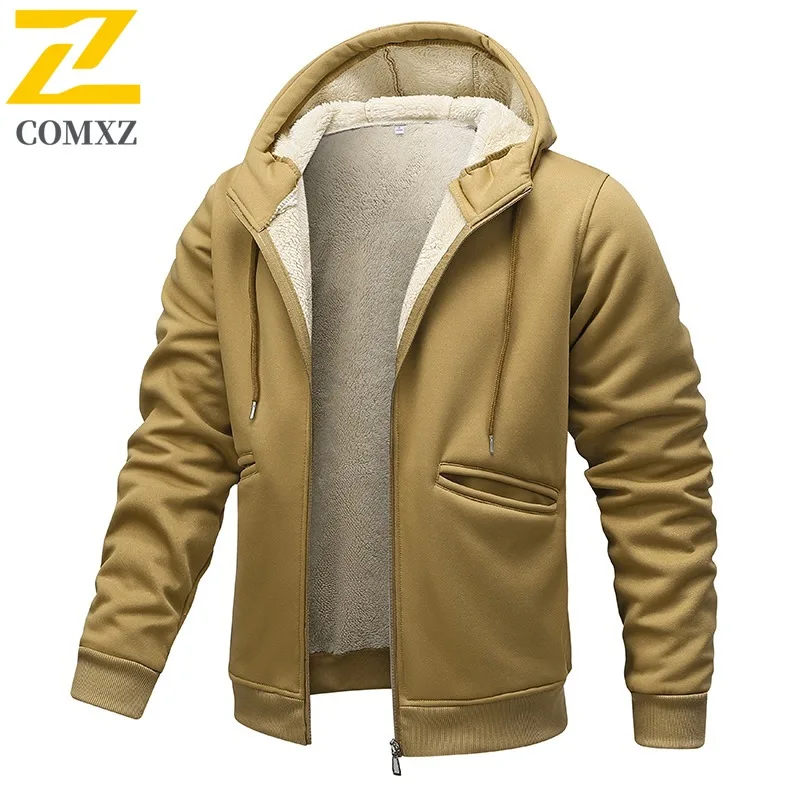 

COMXZ Men's Fleece Jacket Hooded Heated Travel Shooting Warm Camping Trip Padded Jacket Daily Outing Loose Fit Winter Padding