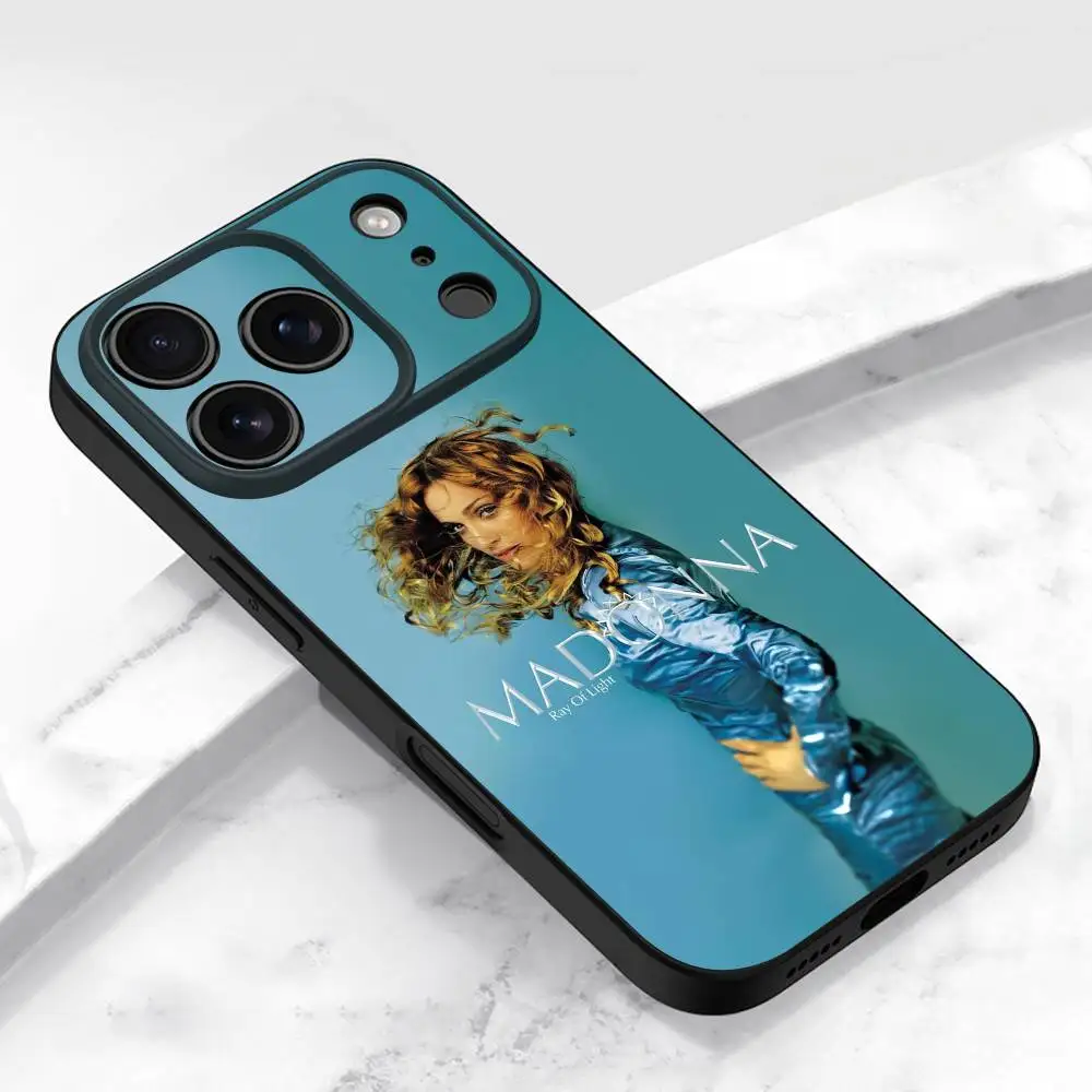 Casing HP M-Madonna Ray of Light Like a Virgin untuk iPhone 17,16,15,14,13,12,11,Pro,Max,Plus,E,Air,Mini Pelindung Hitam