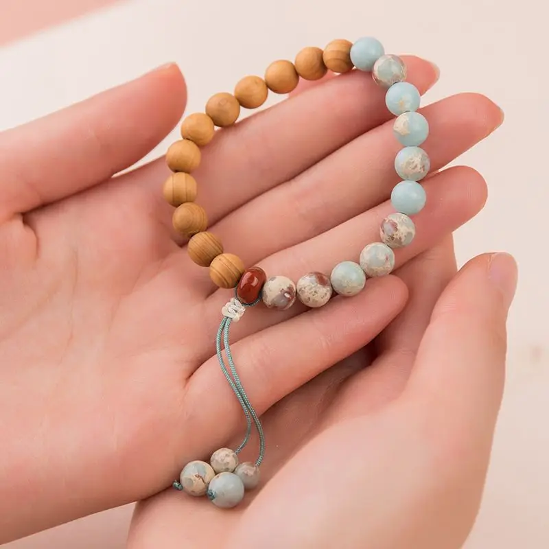 

Shoushan Stone Sandalwood Thuja Sutchuenensis Простой одиночный круг унисекс литературный ретро деревянный браслет