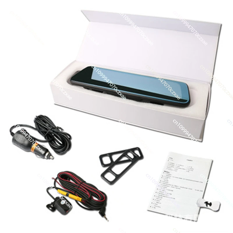 10 بوصة عدسة مزدوجة سيارة تدفق مرآة الرؤية الخلفية لوحة القيادة كام كاميرا DVR تسجيل تلقائي مسجل فيديو مع كاميرا الرؤية الخلفية #6