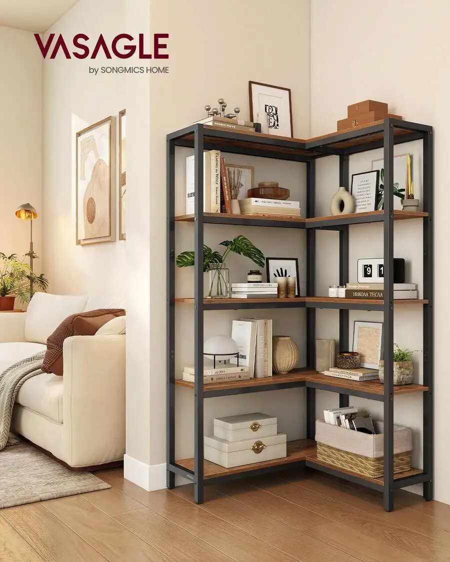 Tier Bookshelf With Metal Frame, Convertible Industrial Shelf, 9.4 X 40.2 X 55.9 Inches, For Living Room, Bedroom, Home Office