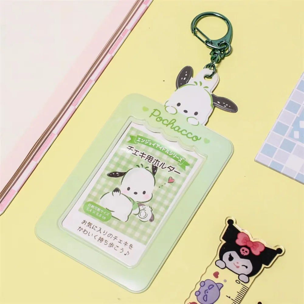 Kawaii Sanrio Hello Kitty Kuromi Keychain Card Holder Cartoon Melody Student Public Transportation Card Access Card Protector image 2