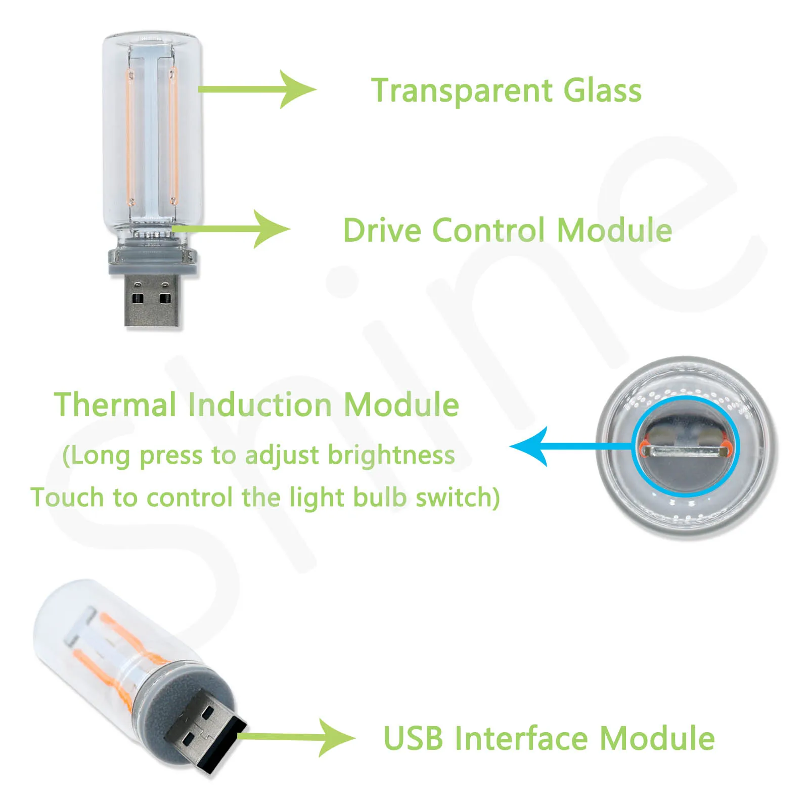 Imagem -02 - Led Retro Edison Light Source Usb Escurecimento por Toque Luz Noturna Casa Quarto Computador Cabeceira Novo 0.3w 5v Pcs