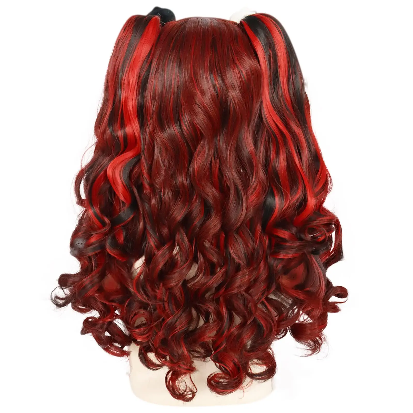 ANOGOL-Peluca de cabello sintético Lolita para mujer, pelo largo ondulado con flequillo, color rosa y Rubio, Multicolor, para Cosplay, fiesta