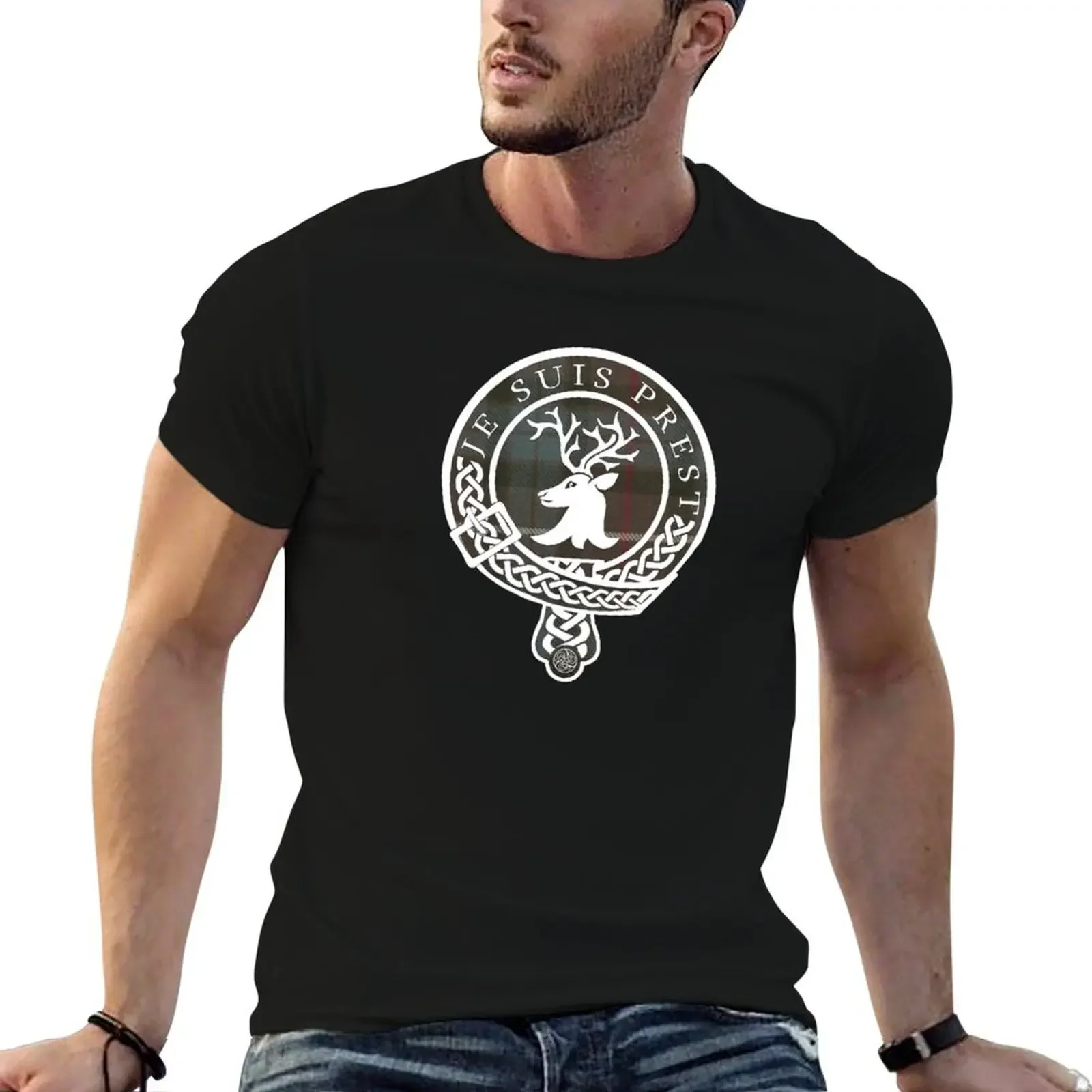 Fraser Motto in White on Tartan T-Shirt heavyweights oversized t shirt cotton t shirt men