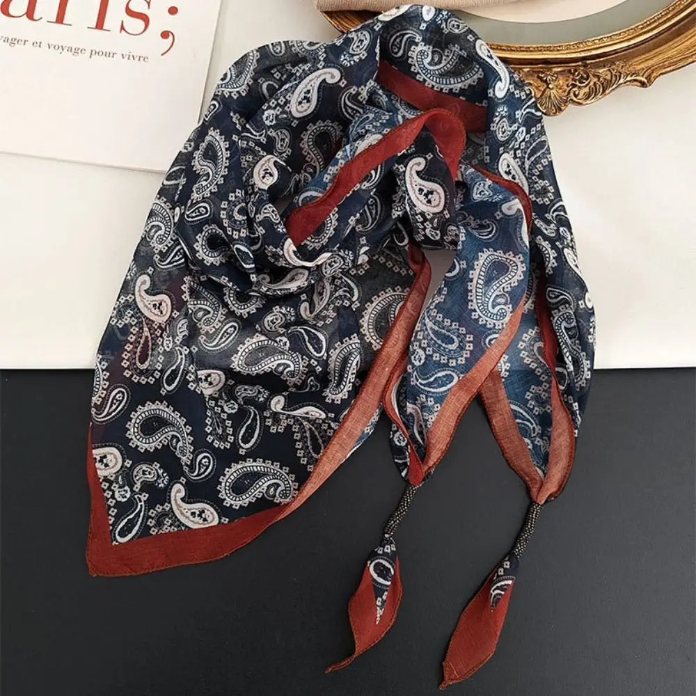 chic Multi-functional Floral Triangle Scarf cotton Tie-Dye Waist Belt Triangle Floral Ethnic Print Scarf Matching Pants