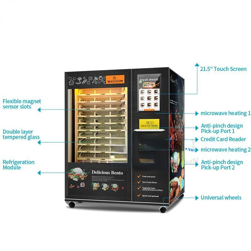 Meal Food Vending Machine With Microwave 24 Hours Vending Machine Automatic Hotting Selling Vending Machine