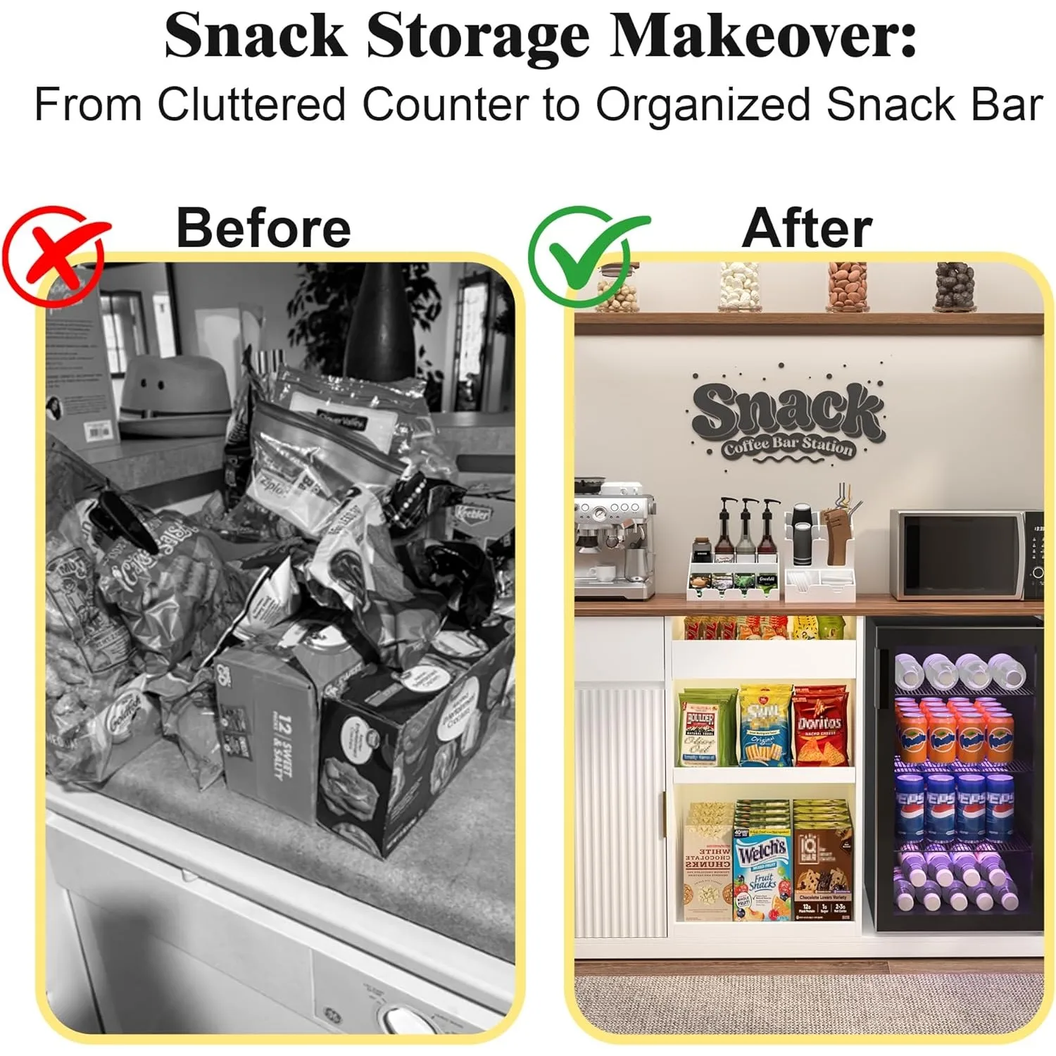 Snack Bar Cabinet with Fridge Space Storage and Display Shelf for Home Theater or Game Room 51 Inch White image 12
