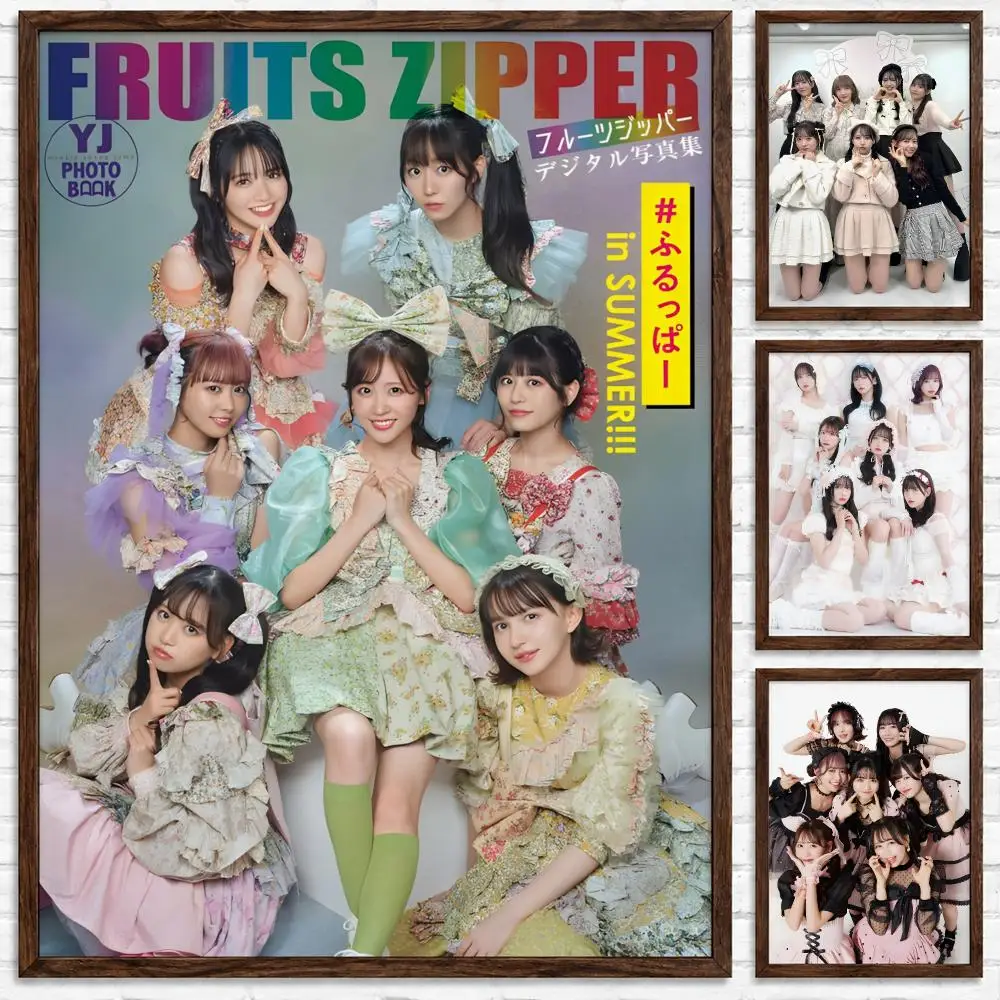 Cute Japanese Idol Group FRUITS ZIPPER Poster Self‑Adhesive Waterproof Poster Sticker Coffee House Bar Wall Art Home Decor