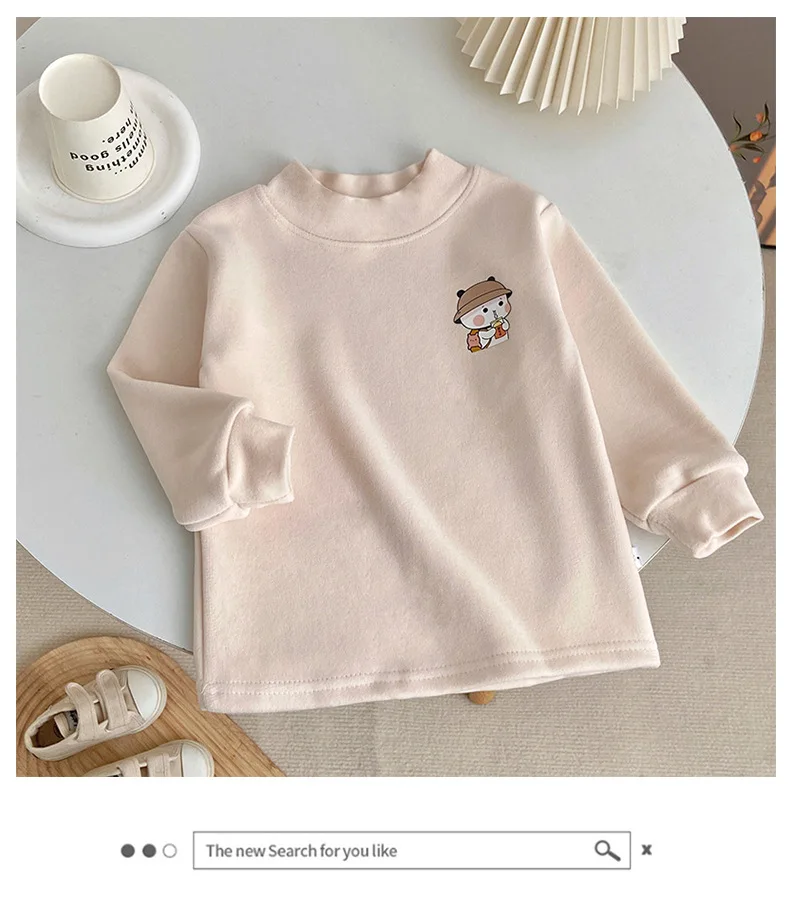 الفتيان الفتيات الكرتون طويلة الأكمام رشاقته قاع تي شيرت طفل نصف عالية طوق الدافئة قمم تي شيرت الاطفال الخريف الشتاء الملابس #6