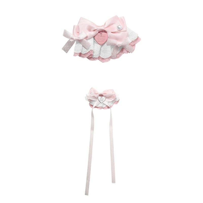 Decorative Hair Clip with Pink White Ribbon and Lace Trim for Photo Styling, Parties, and Daily Wear Looks Wear