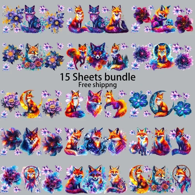 15pcs Bundle Cute Animals 16oz UV DTF Sticker Waterproof Party DIY Decals 3D transfers uvdtf tumbler stickers uv dtf cup wrap