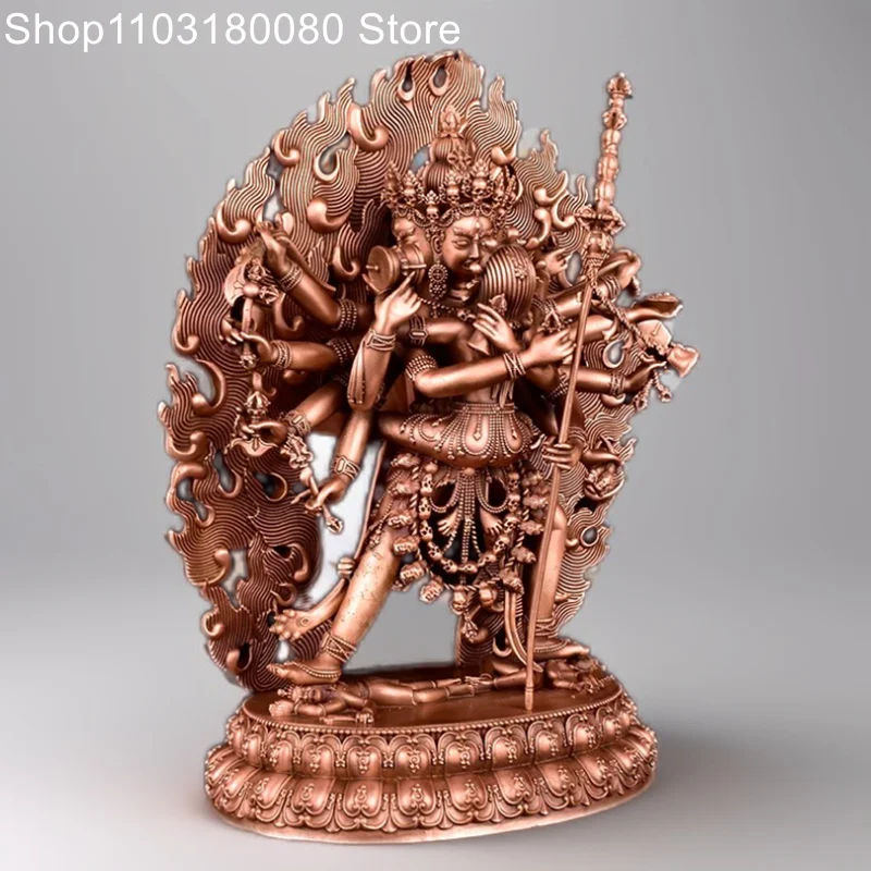 Exquisite Red copper carving Cakrasamvara  Khorlo Demchog Chakrasamvara Buddha statue Tibet Tantra sculpture Large size,27cm